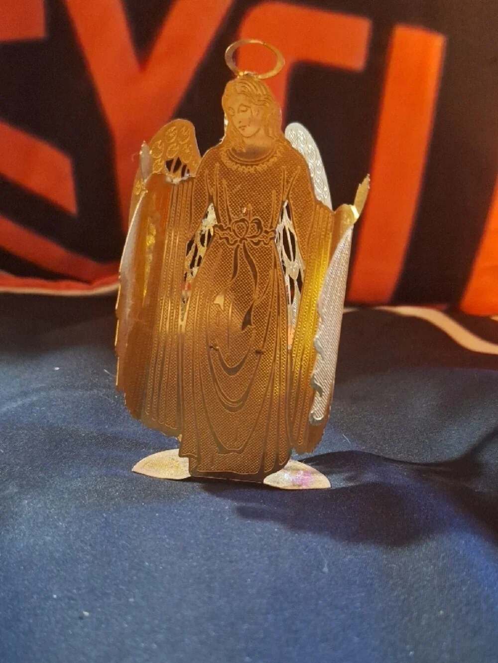 Gold Angel Figurine Home Accent - Decorative Metal Angel